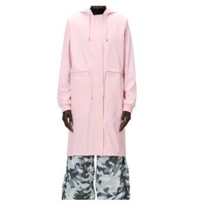 Rains NEW Womens Large String Parka Jacket Raincoat Pink Candy Waterproof Hooded